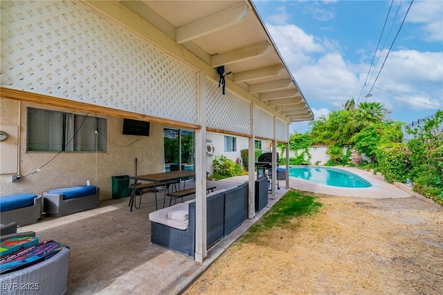 3499 Middlebury Ave, Las Vegas, NV 89121 - view of swimming pool with a patio area, an outdoor hangout area, and a fenced backyard