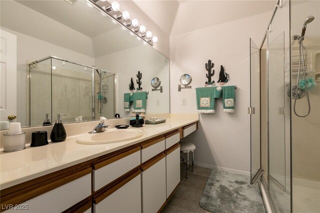 3550 Bay Sands Dr Unit 3089, Laughlin, NV 89029 - bathroom with a stall shower, vanity, and tile patterned flooring