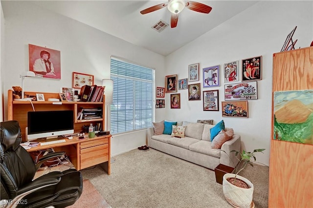 5933 Perfect View St, Las Vegas, NV 89130 - office space featuring carpet flooring, a ceiling fan, and lofted ceiling