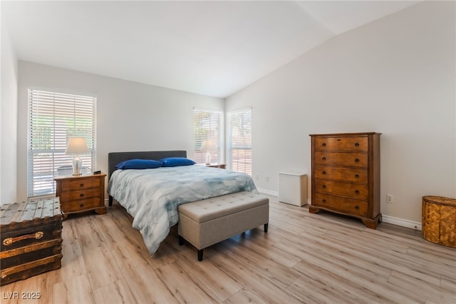 4909 Desert Poppy Dr, Las Vegas, NV 89130 - bedroom with lofted ceiling and light wood-type flooring