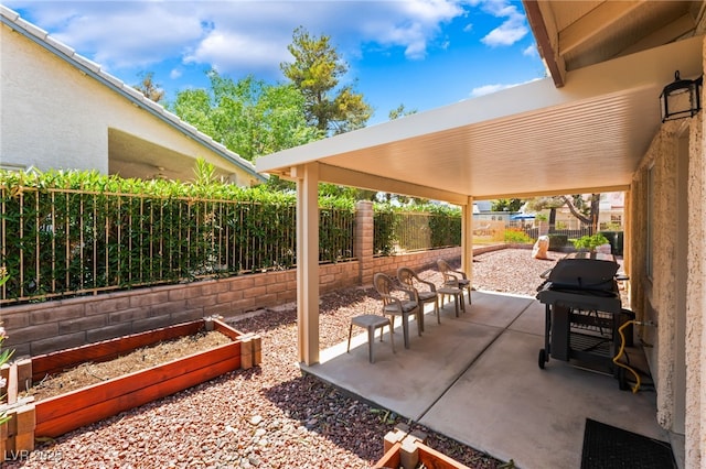 4909 Desert Poppy Dr, Las Vegas, NV 89130 - fenced backyard featuring area for grilling, a patio area, and a garden