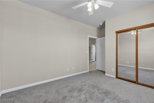 825 W Ryan Ave, Overton, NV 89040 - unfurnished bedroom featuring carpet floors, ceiling fan, and a closet