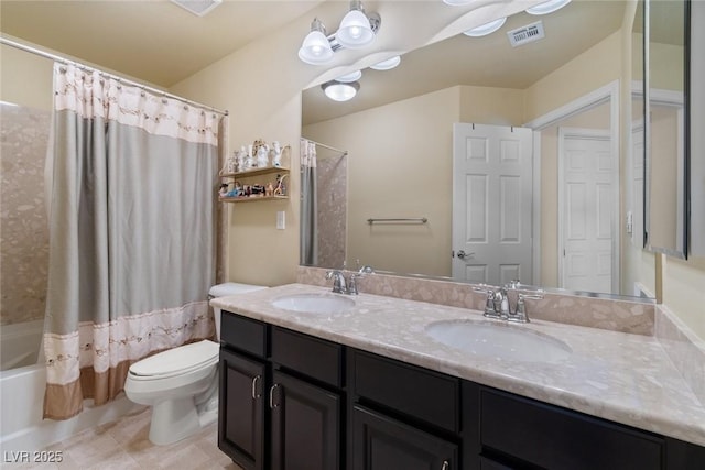 6705 Philharmonic Ave, Las Vegas, NV 89139 - bathroom with double vanity, shower / tub combo, and tile patterned floors