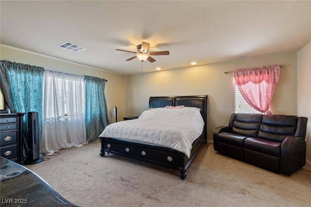 6705 Philharmonic Ave, Las Vegas, NV 89139 - bedroom featuring carpet floors, ceiling fan, and recessed lighting