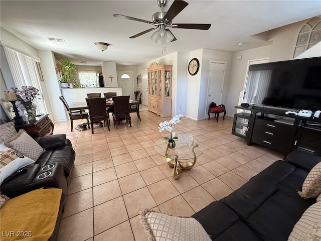 8898 Promised Land Ave, Las Vegas, NV 89148 - living room with light tile patterned flooring and a ceiling fan