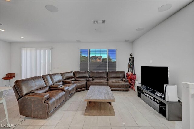 7853 Bethel Heights Ln, Las Vegas, NV 89113 - living area featuring light tile patterned floors and recessed lighting