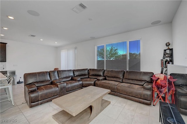 7853 Bethel Heights Ln, Las Vegas, NV 89113 - living room with light tile patterned floors and recessed lighting