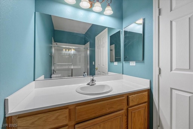 745 Diamond Bend Ave, Las Vegas, NV 89123 - bathroom featuring an enclosed shower and vanity