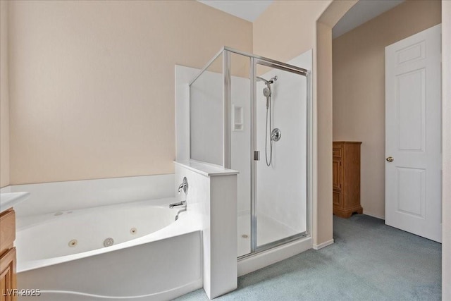 745 Diamond Bend Ave, Las Vegas, NV 89123 - bathroom with a stall shower, a jetted tub, and vanity