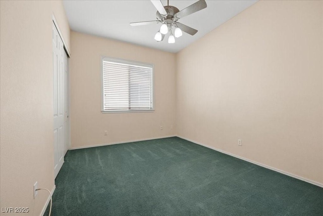 745 Diamond Bend Ave, Las Vegas, NV 89123 - unfurnished bedroom with dark carpet, ceiling fan, and a closet