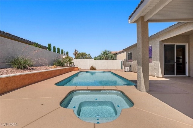 745 Diamond Bend Ave, Las Vegas, NV 89123 - view of swimming pool featuring an in-ground hot tub, a patio, and a fenced backyard
