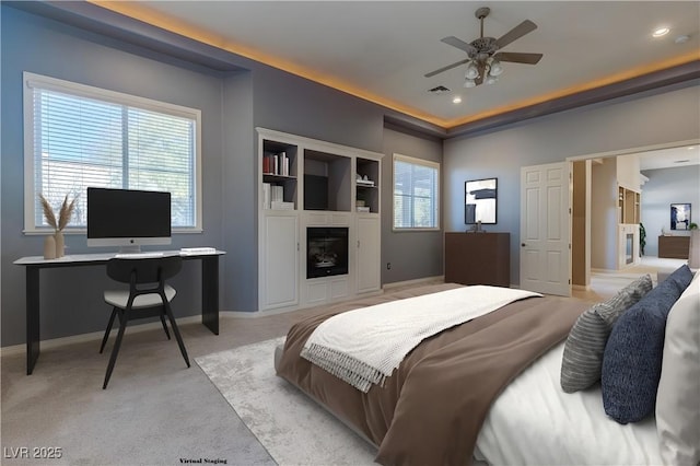 5193 N Miller Ln, Las Vegas, NV 89149 - bedroom featuring light colored carpet, ceiling fan, and recessed lighting