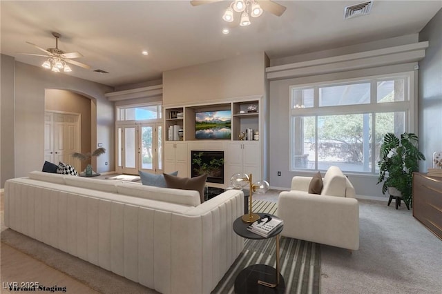 5193 N Miller Ln, Las Vegas, NV 89149 - living area with ceiling fan, light colored carpet, and recessed lighting