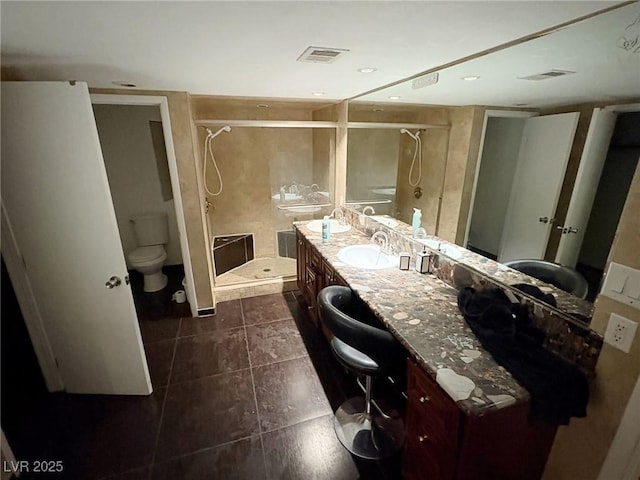 3167 El Cedro Cir, Las Vegas, NV 89121 - full bathroom featuring a stall shower, vanity, and tile patterned floors