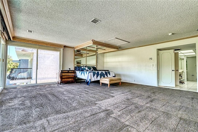 940 Vegas Valley Dr, Las Vegas, NV 89109 - bedroom featuring access to outside, carpet floors, and a textured ceiling