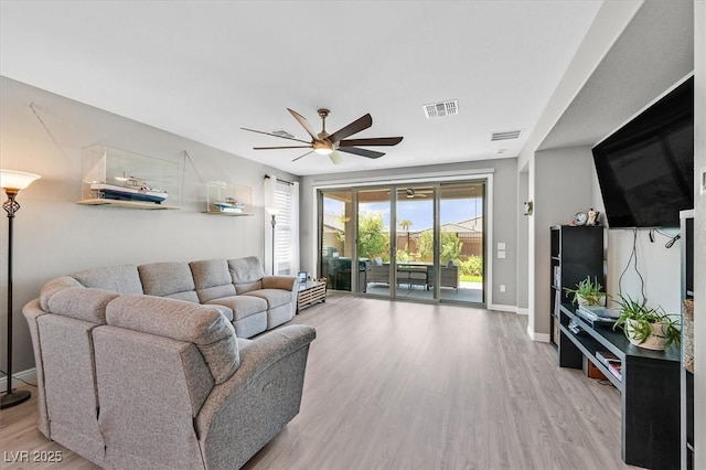 2383 Elmont Ave, North Las Vegas, NV 89086 - living area featuring a ceiling fan and light wood-style floors