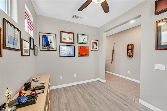 2383 Elmont Ave, North Las Vegas, NV 89086 - sitting room with a ceiling fan and light wood finished floors