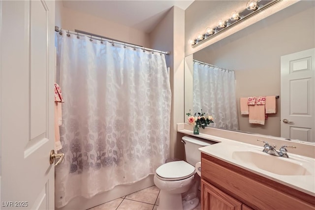 1897 Holdenville St, Henderson, NV 89052 - bathroom with tile patterned flooring, vanity, and shower / bath combo with shower curtain