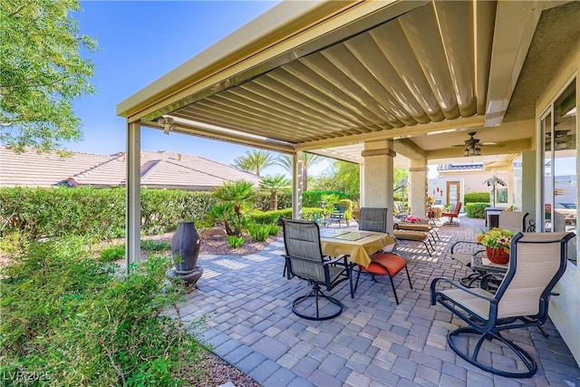 1897 Holdenville St, Henderson, NV 89052 - view of patio / terrace with outdoor dining area and ceiling fan