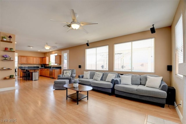 98 Milicity Rd, Henderson, NV 89012 - living room with light wood-type flooring and ceiling fan