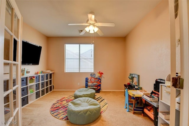 98 Milicity Rd, Henderson, NV 89012 - playroom featuring carpet floors, a ceiling fan, and french doors
