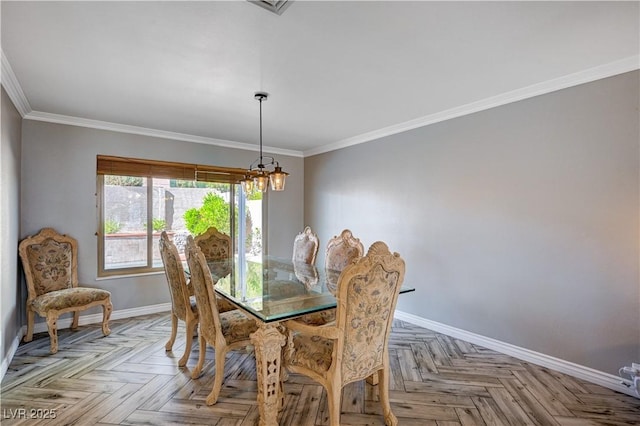 902 Dianne Dr, Boulder City, NV 89005 - dining area with a chandelier and ornamental molding