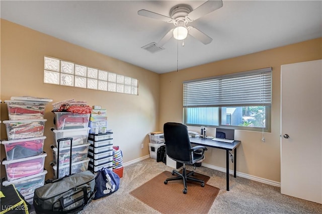 902 Dianne Dr, Boulder City, NV 89005 - office area featuring ceiling fan and carpet