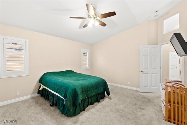 9733 Northern Dancer Dr, Las Vegas, NV 89117 - bedroom with lofted ceiling, carpet flooring, multiple windows, and ceiling fan