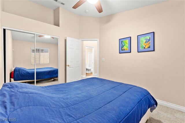 9733 Northern Dancer Dr, Las Vegas, NV 89117 - bedroom with carpet flooring, a ceiling fan, and a closet