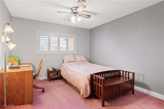 3361 Iberia St, Las Vegas, NV 89146 - bedroom with carpet floors, an office area, a textured ceiling, and ceiling fan