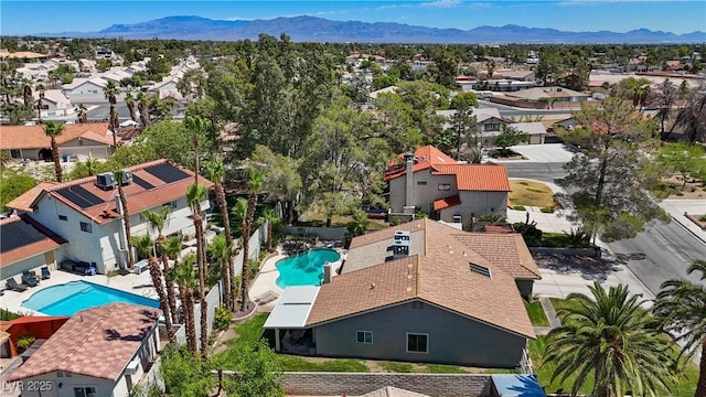 3361 Iberia St, Las Vegas, NV 89146 - aerial view of residential area featuring a pool area and a mountain backdrop