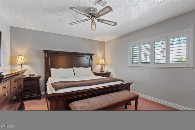 3361 Iberia St, Las Vegas, NV 89146 - bedroom with light carpet, a textured ceiling, and ceiling fan