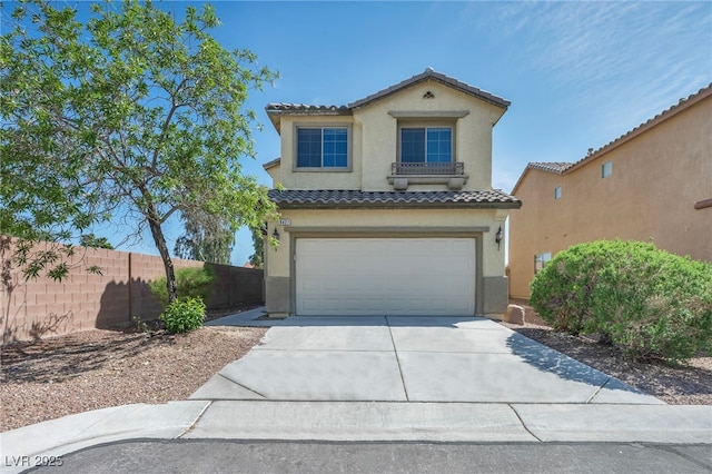 8421 Cheerful Brook Ave, Las Vegas, NV 89143 - mediterranean / spanish-style house featuring stucco siding, driveway, and a tiled roof