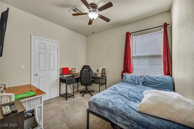 8421 Cheerful Brook Ave, Las Vegas, NV 89143 - carpeted bedroom featuring an office area and a ceiling fan
