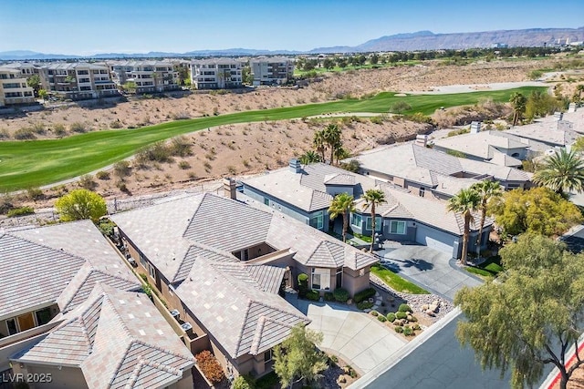 9233 Canyon Mesa Dr, Las Vegas, NV 89144 - aerial perspective of suburban area featuring a local golf course and mountains