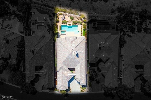 9233 Canyon Mesa Dr, Las Vegas, NV 89144 - aerial view of property and surrounding area with property boundaries highlighted