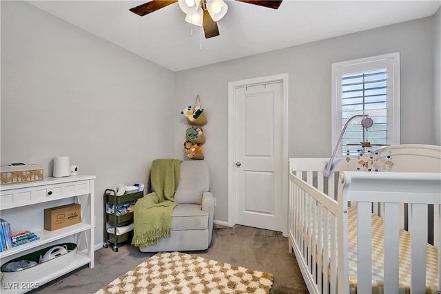 1113 Fragrant Cactus Ct, North Las Vegas, NV 89031 - bedroom featuring carpet flooring, a nursery area, and a ceiling fan