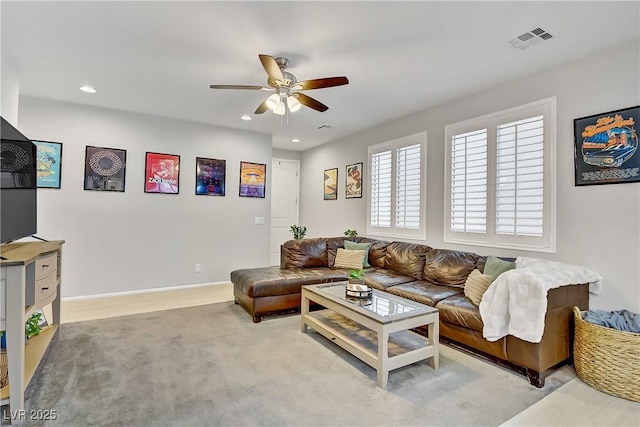 1113 Fragrant Cactus Ct, North Las Vegas, NV 89031 - living room with a ceiling fan and recessed lighting