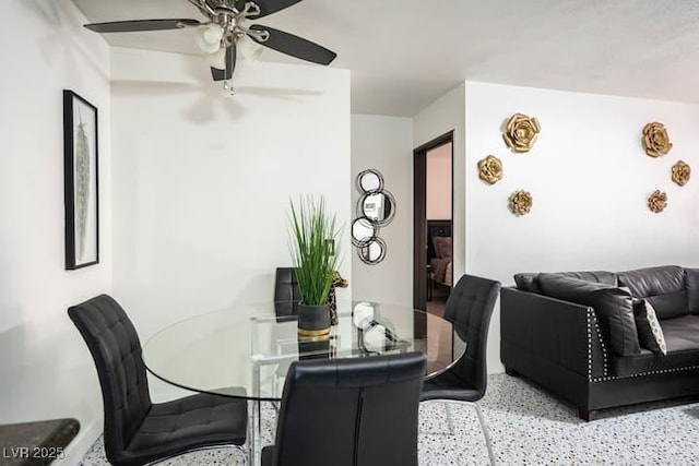 4955 Jeffreys St Unit 605, Las Vegas, NV 89119 - dining area with speckled floor and ceiling fan