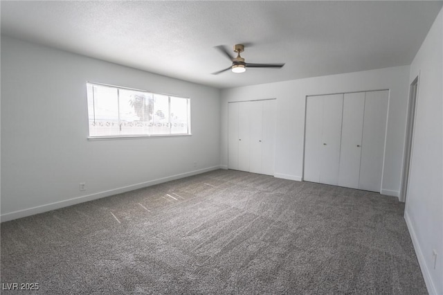 4269 Roanridge Ave, Las Vegas, NV 89120 - unfurnished bedroom with two closets, carpet floors, and ceiling fan