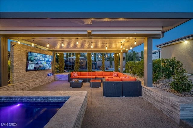 274 Chartan Ave, Las Vegas, NV 89183 - view of patio / terrace featuring an outdoor living space and a pool