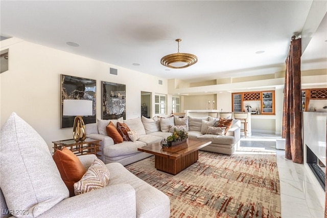 11005 Inverlochy Ct, Las Vegas, NV 89141 - living area featuring light marble finish floors