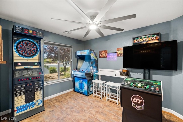 231 Bristle Cone, Pahrump, NV 89048 - rec room with a ceiling fan and baseboards