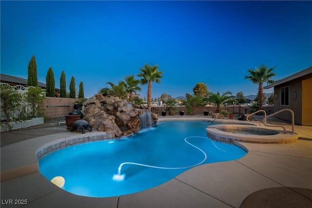 231 Bristle Cone, Pahrump, NV 89048 - view of swimming pool featuring a fenced backyard, a patio, and a pool with connected hot tub