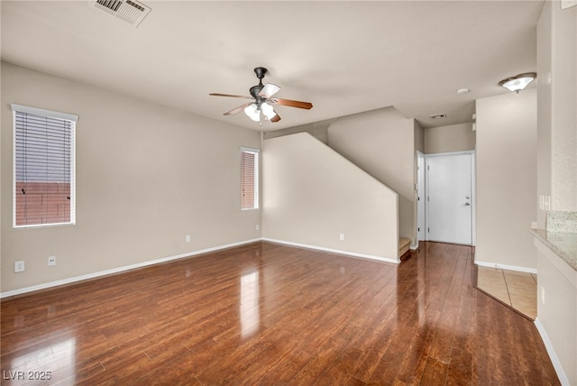 3757 Via Geneva, Henderson, NV 89052 - unfurnished living room featuring ceiling fan and wood finished floors