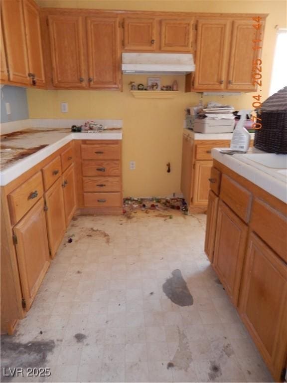 8151 Chambersberg St, Las Vegas, NV 89147 - kitchen featuring under cabinet range hood and light flooring