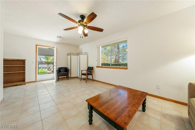 2040 Tucuman Ave, Pahrump, NV 89048 - sitting room with plenty of natural light, ceiling fan, and light tile patterned flooring