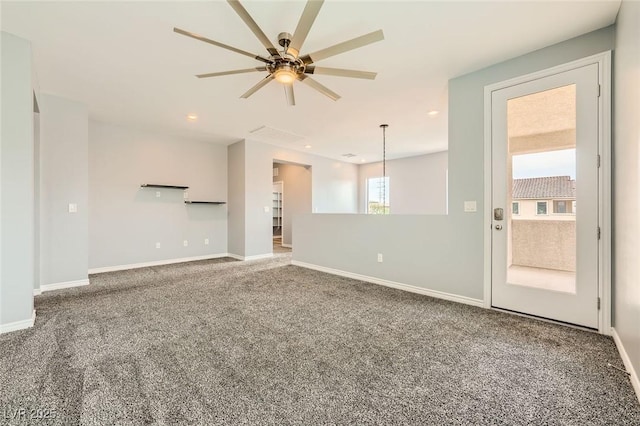 5990 Viscaya Grove St, Las Vegas, NV 89118 - unfurnished living room featuring a ceiling fan, carpet floors, and recessed lighting