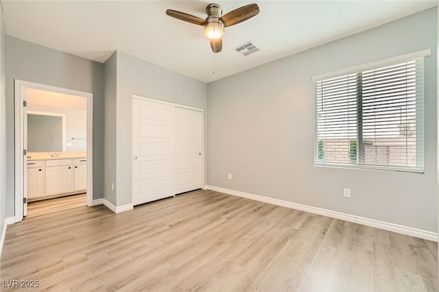 5990 Viscaya Grove St, Las Vegas, NV 89118 - unfurnished bedroom featuring light wood-style flooring, a closet, and a ceiling fan