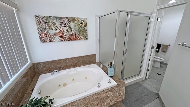 4910 Marywood Ct, Pahrump, NV 89061 - full bath with a stall shower, a jetted tub, and tile patterned flooring